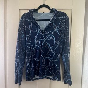 Royal Highness Equestrian Quarter Zip Sun Shirt | Size L | Navy Bit Print